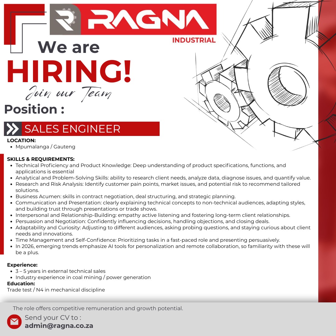 Sales Engineer - Mpumalanga/Gauteng - Siyahlula Consulting